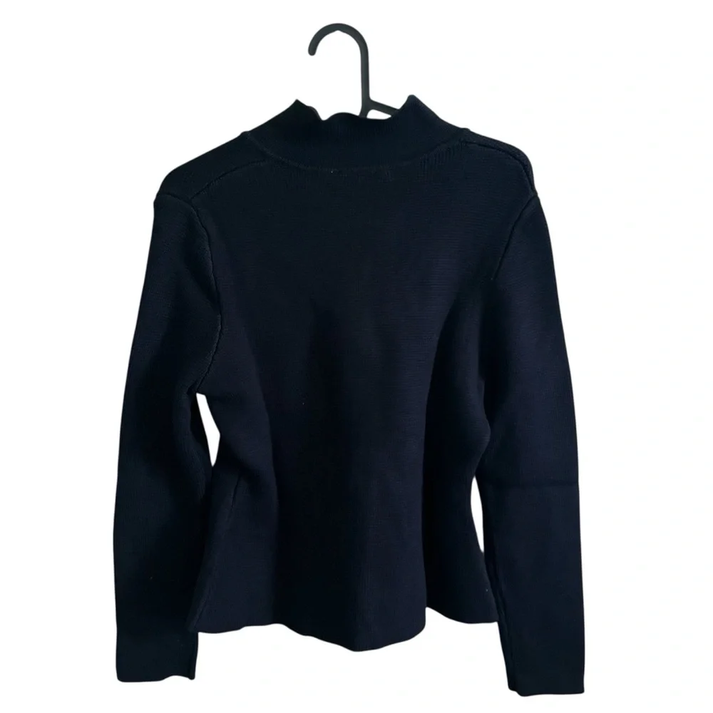 Zara Navy Blue Knit Cardigan Gold tone Button Long Sleeves Blazer style Size S - Picture 5 of 7